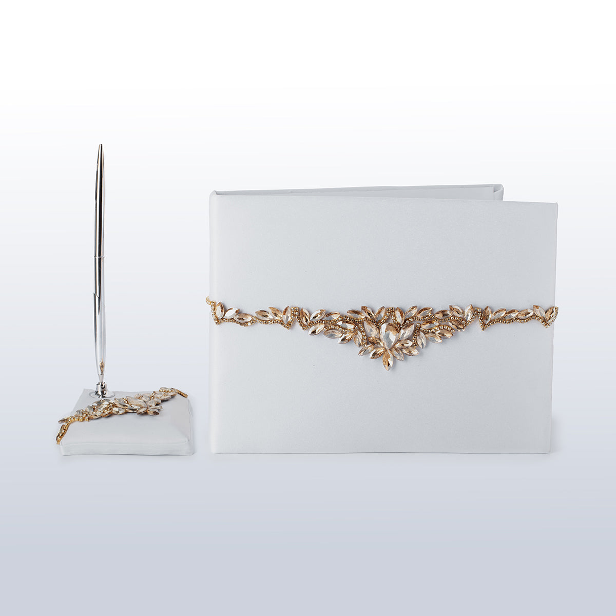 Wedding guest book White and gold Paradise