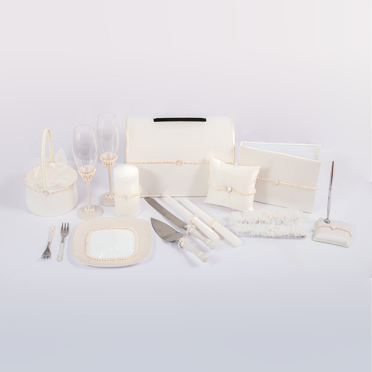 White Pearl wedding set of 17 pcs Personalized