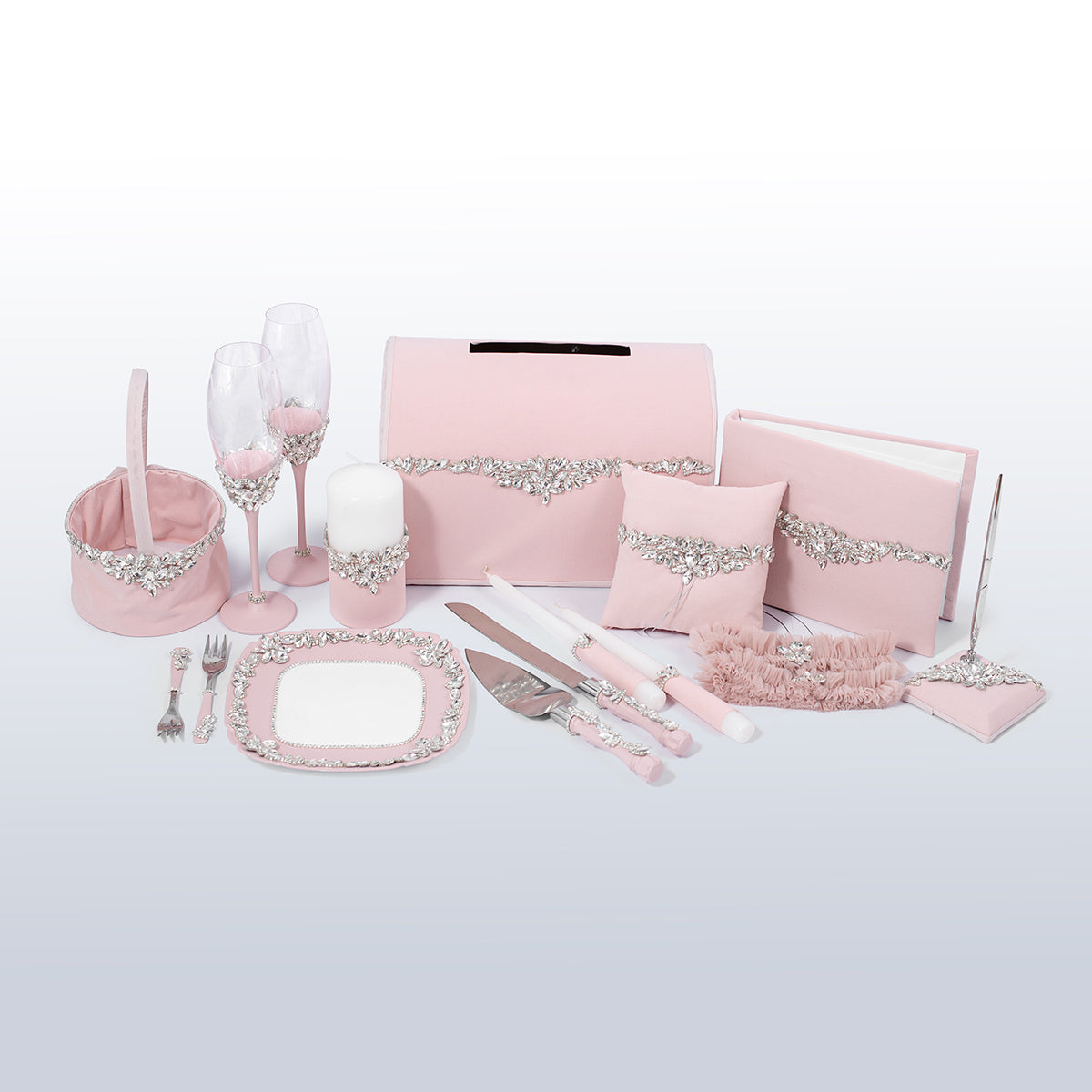 Rosa Blush Happiness Hochzeitsset 17-teilig Personalisiert