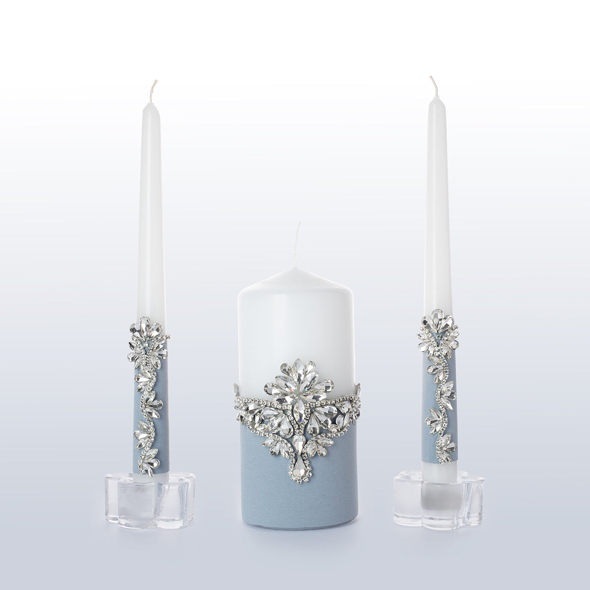 Hochzeitskerze 3er Set Dusty blue Infinity