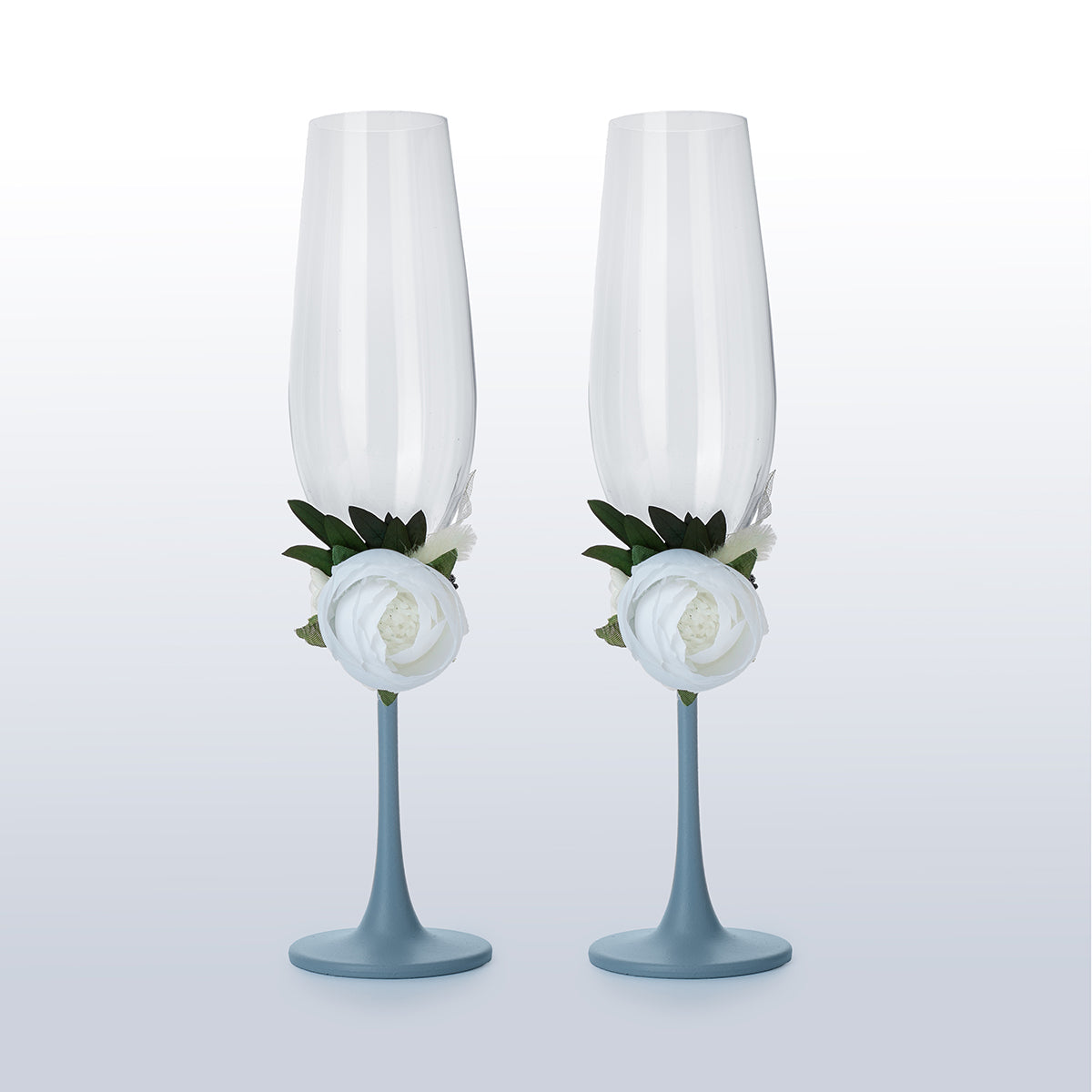 Sektgläser 2er Set Dusty blue Sanfte Hochzeit