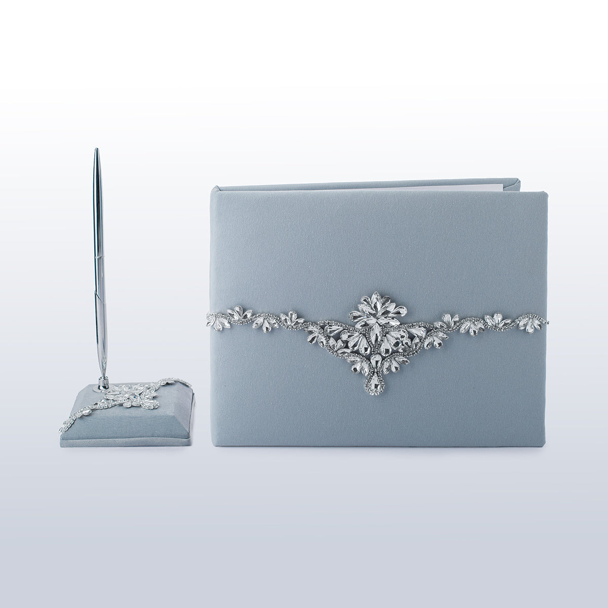Guest book and pen Dusty blue Infinity wedding