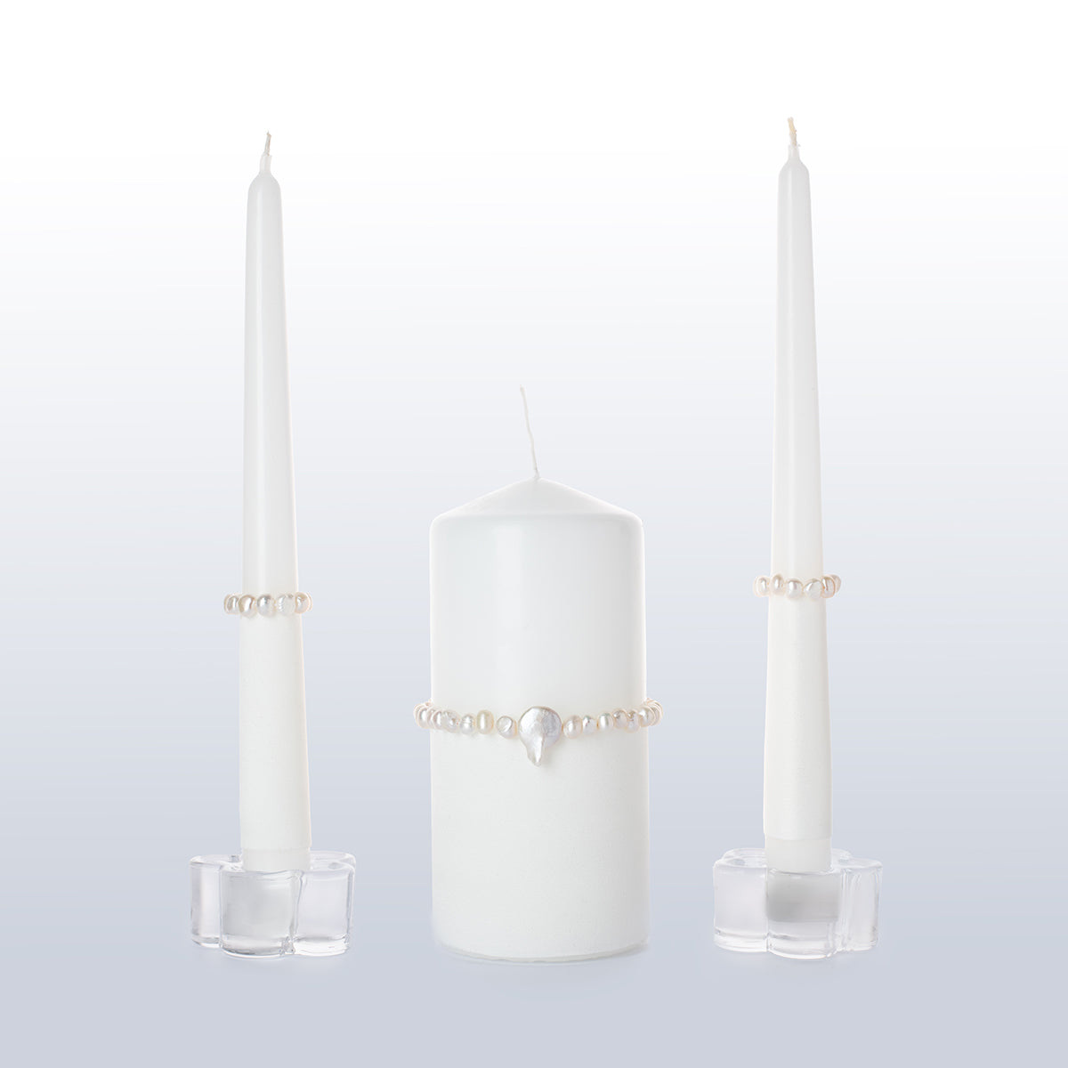 Unity candle set of 3 White Pearl wedding