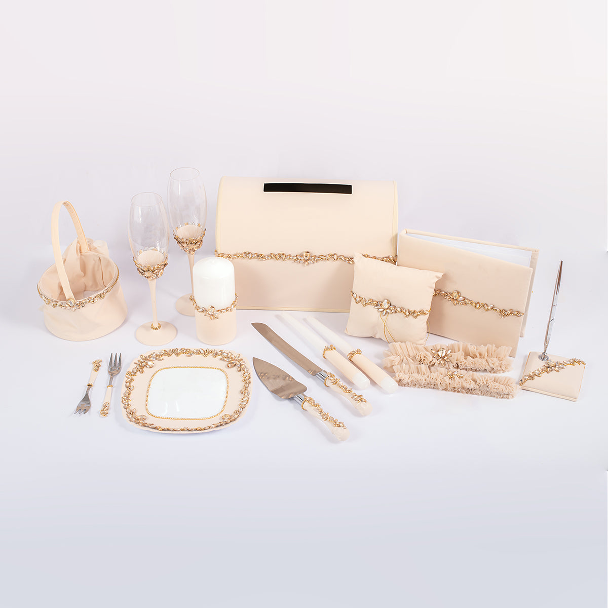 Beiges Eternity Hochzeitsset 17-teilig Personalisiert