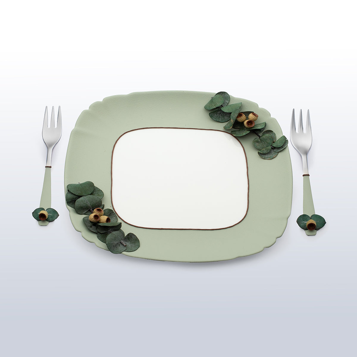 Hochzeitsteller Salbeigrün Wald Personalisiert