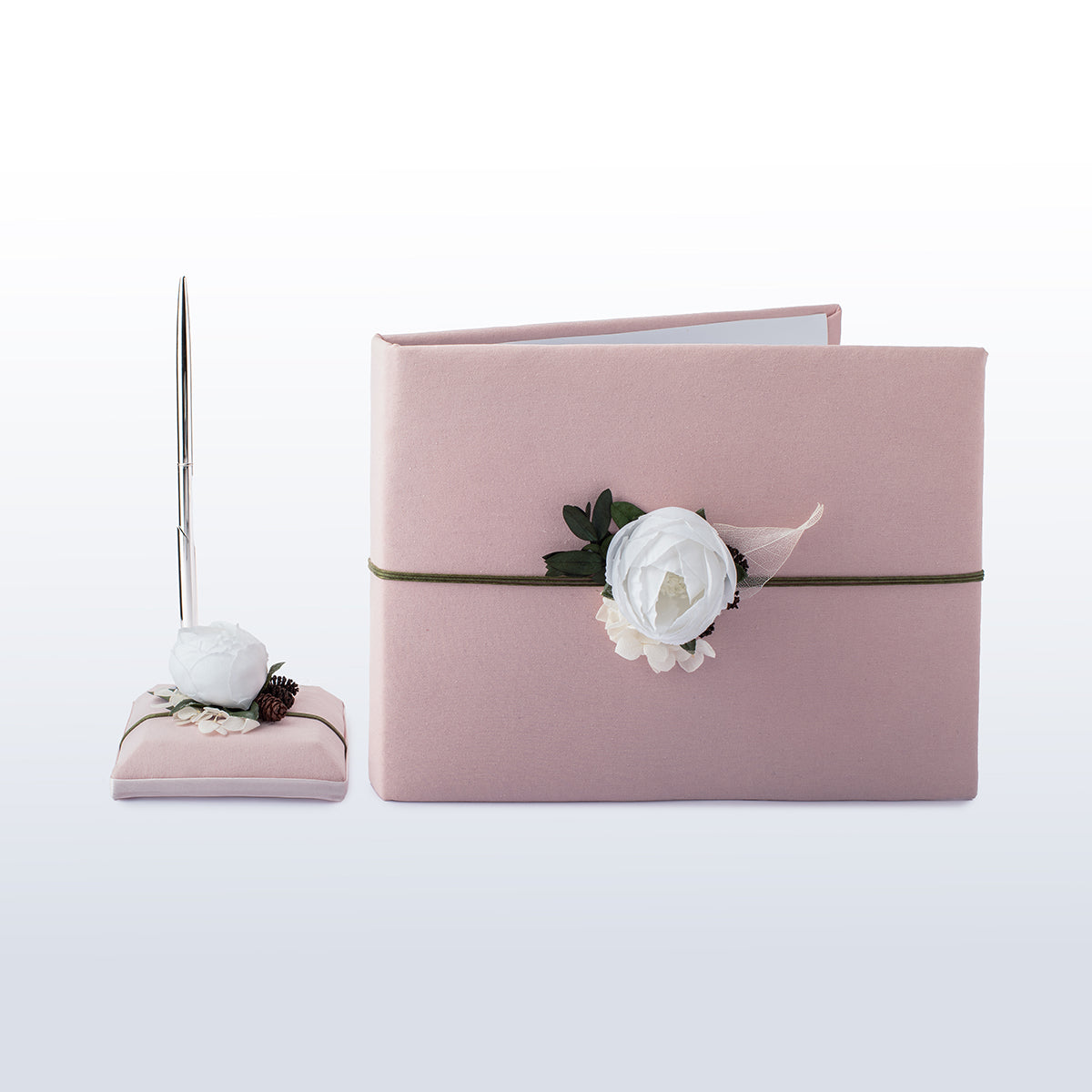 Guest book and pen Blush pink Peony wedding