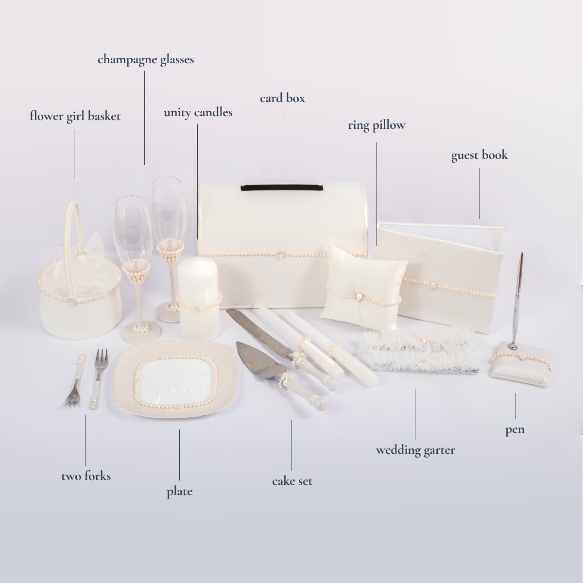 Hochzeitsgästebuch und Stift White Pearl Personalisiert