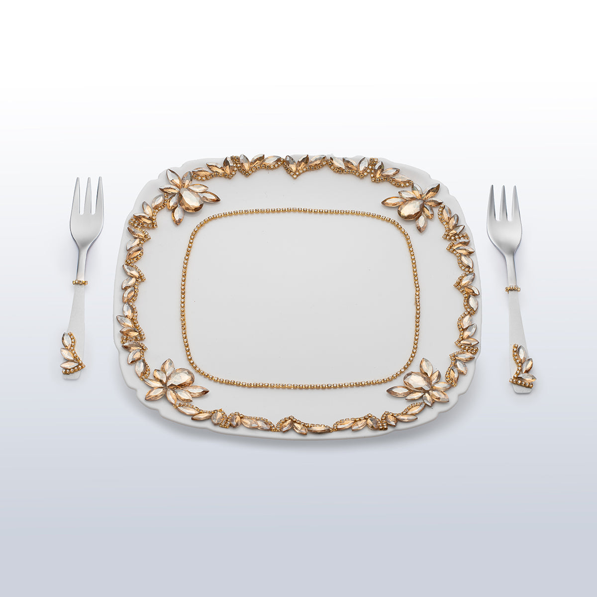 Hochzeitsteller Paradise Weiß und Gold Personalisiert