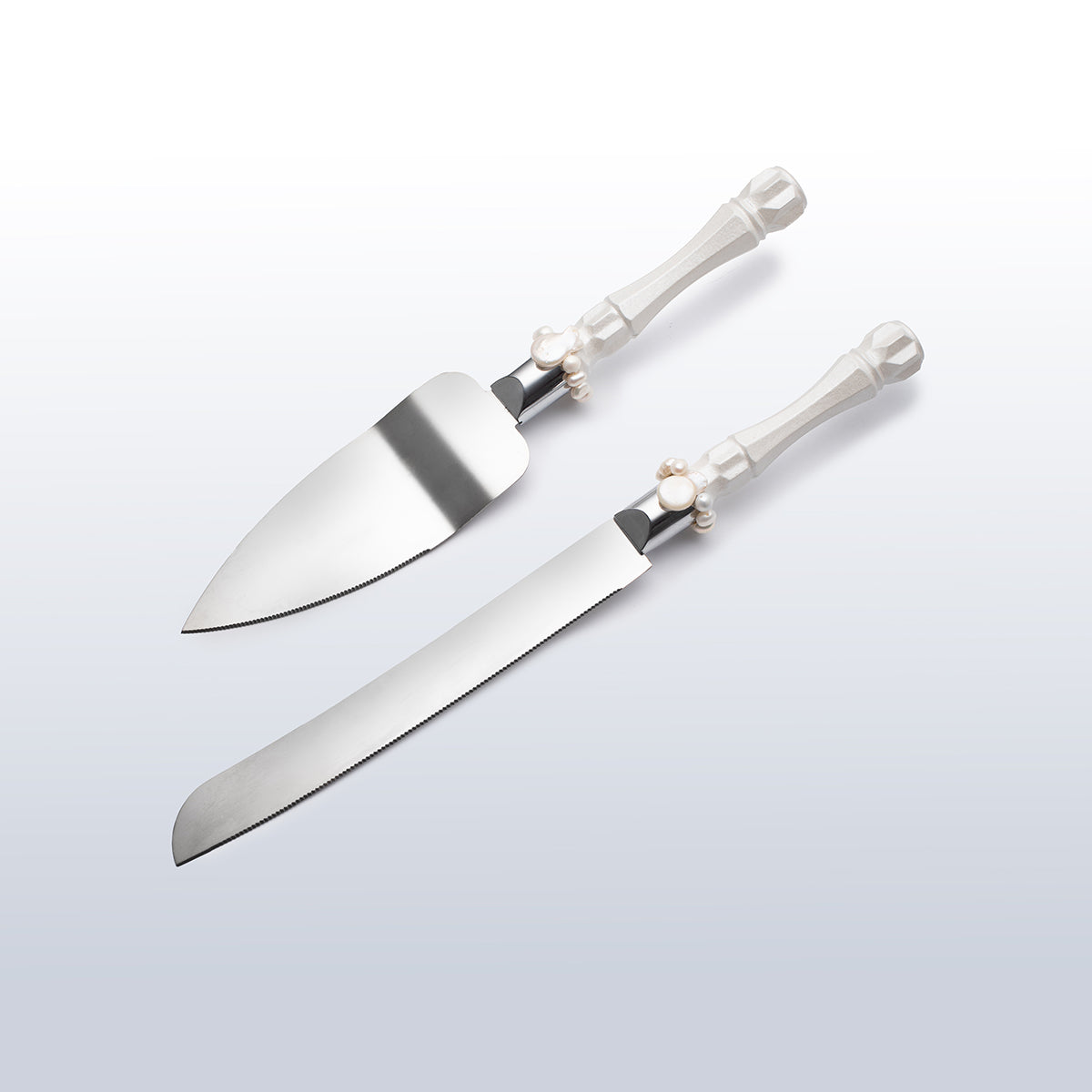 Cake server set White Pearl wedding Personalized