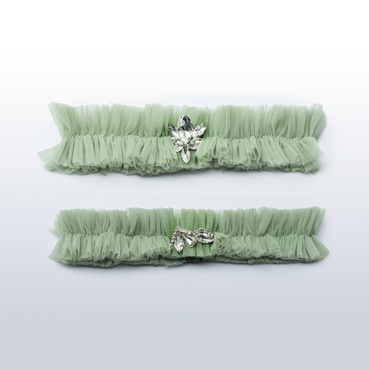 Brautstrumpfband 2er Set Salbeigrün Forever, Personalisiert