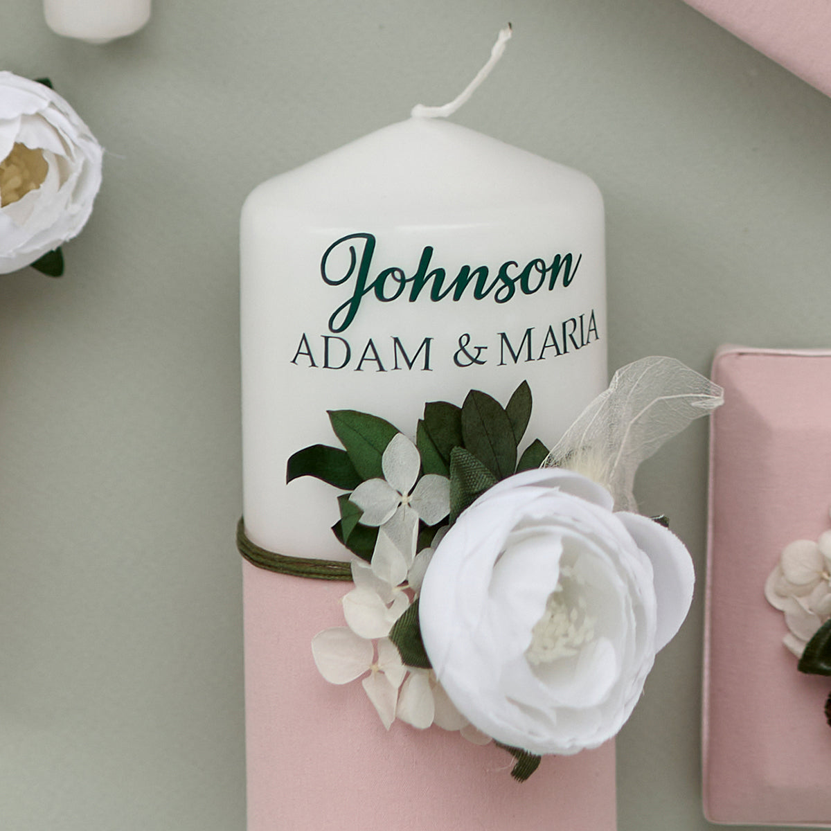 Einheitskerze 3er Set Blush Pink Pfingstrose Hochzeit