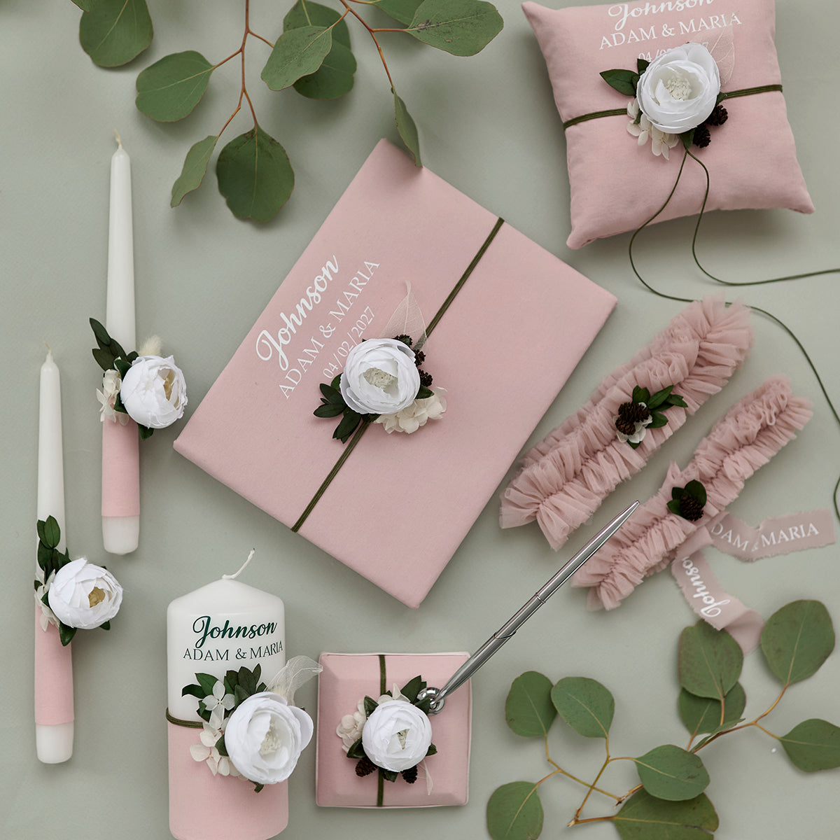 Guest book and pen Blush pink Peony wedding