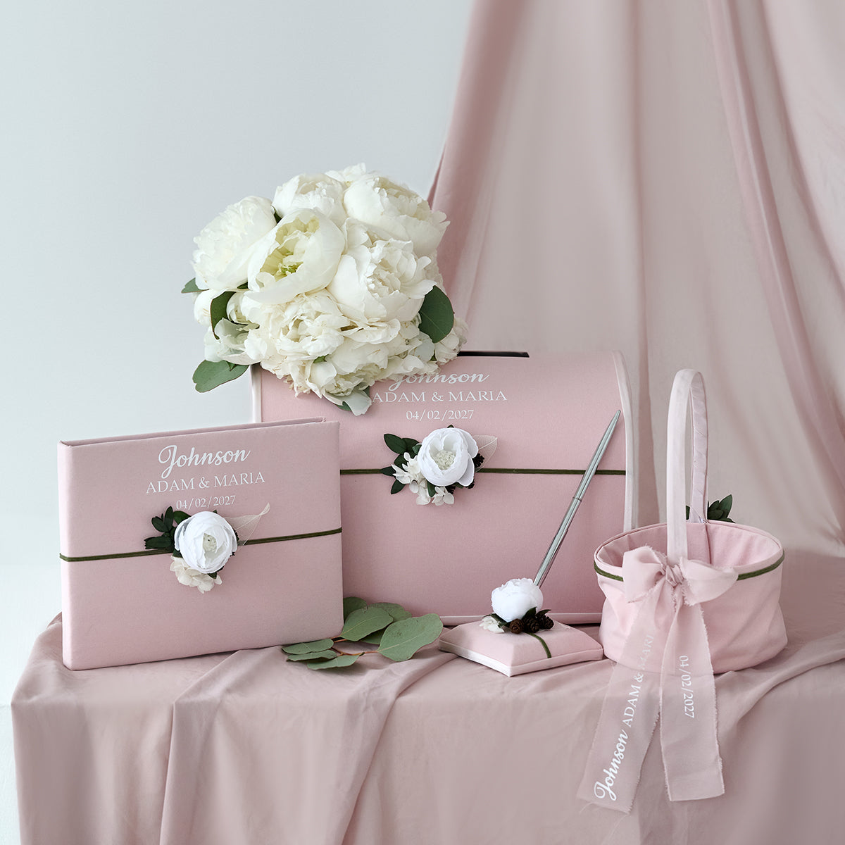Hochzeitskartenbox Pfingstrose erröten rosa Hochzeit
