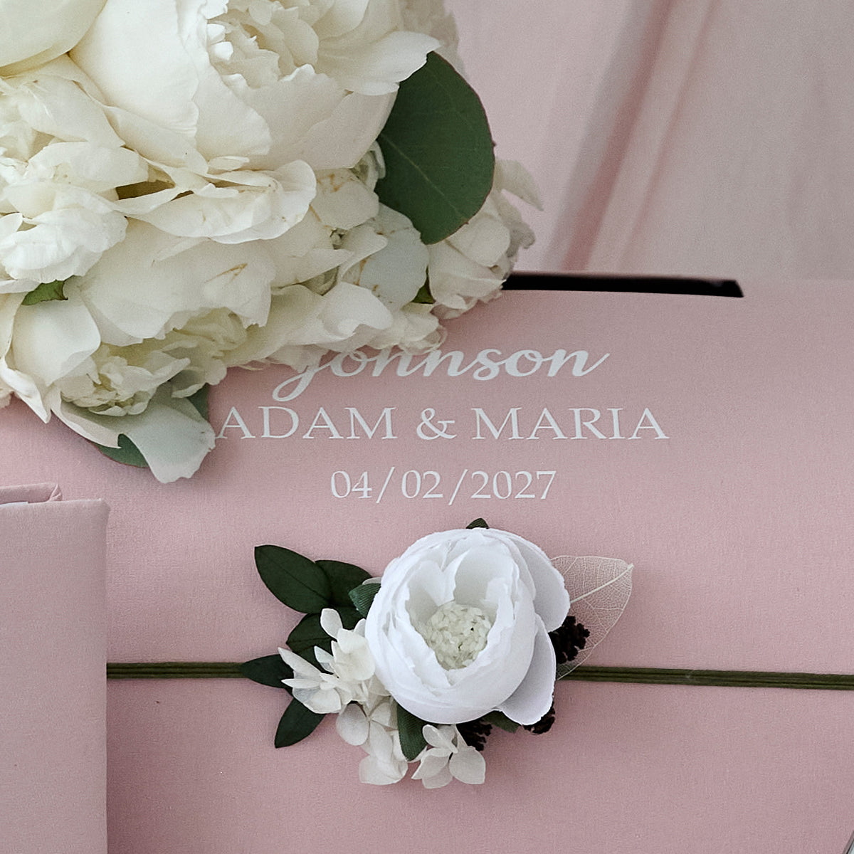 Hochzeitskartenbox Pfingstrose erröten rosa Hochzeit