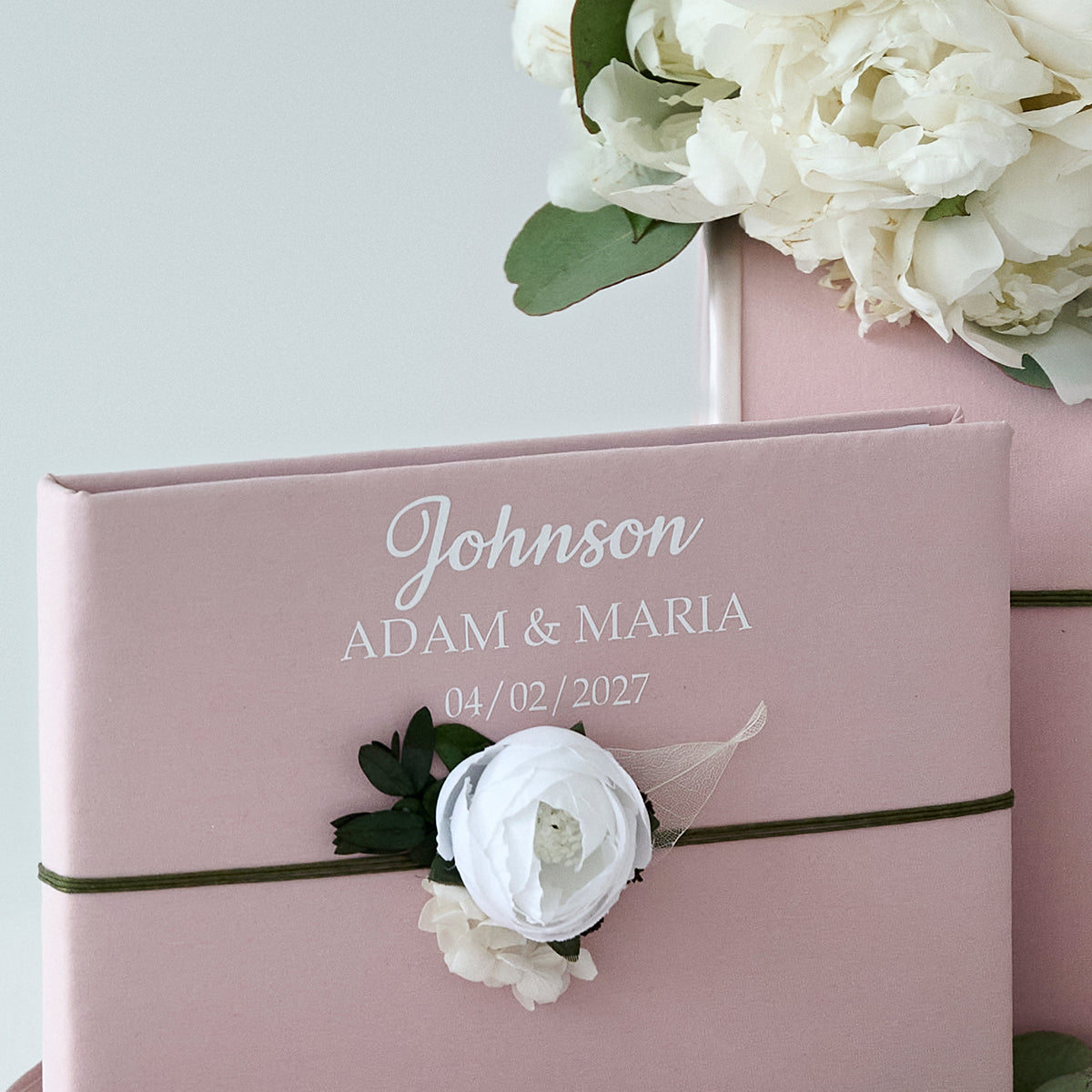 Guest book and pen Blush pink Peony wedding