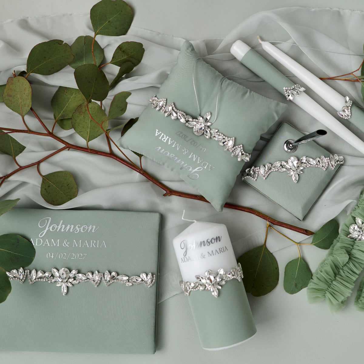 Guest book wedding Sage green Forever Personalized