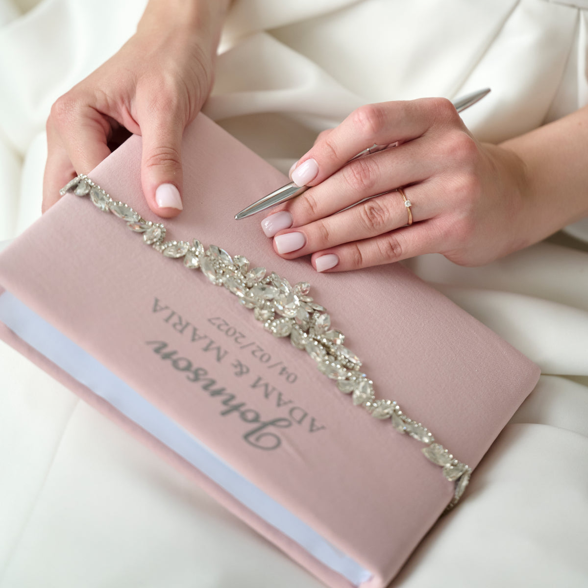 Wedding guest book Pink blush Happiness