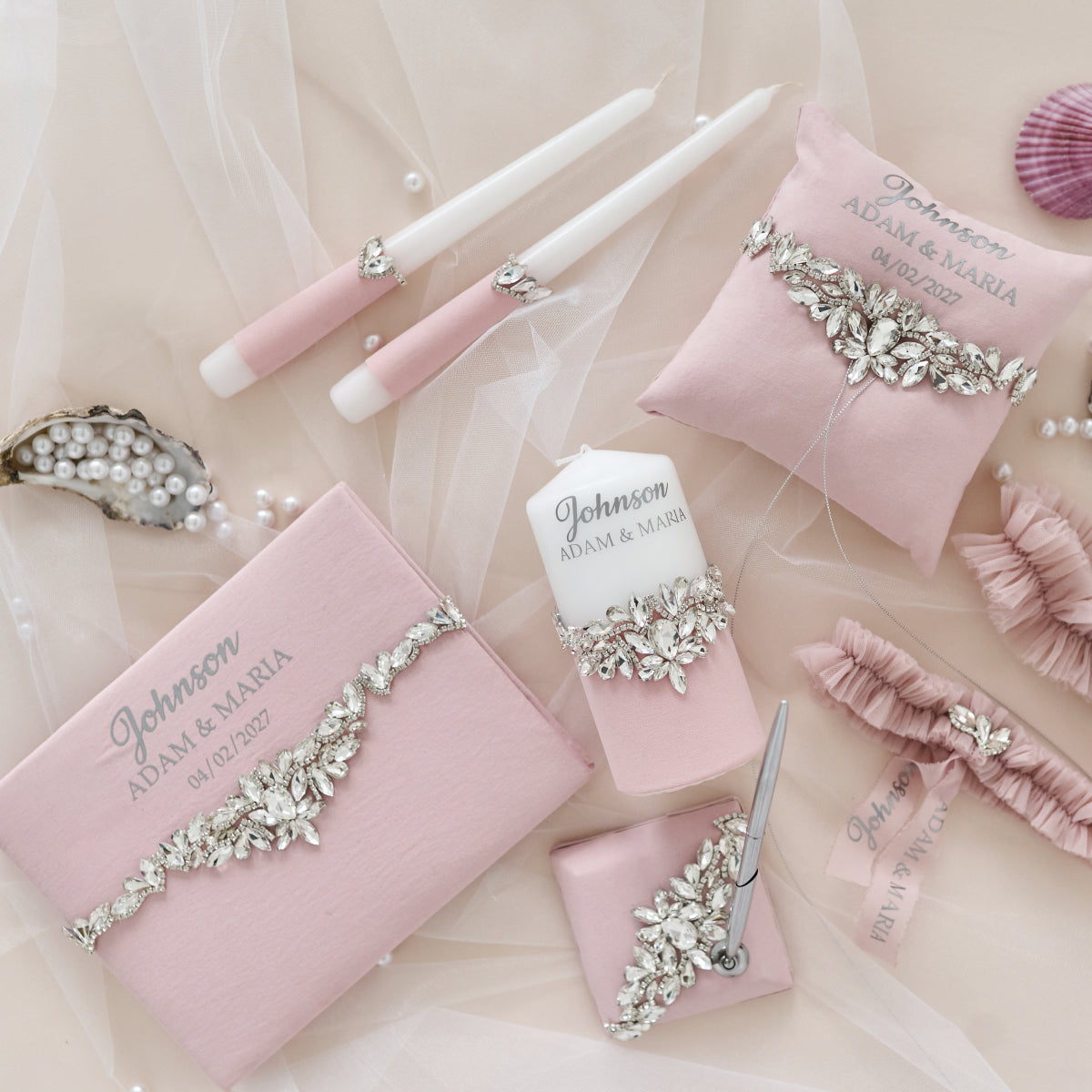 Wedding guest book Pink blush Happiness