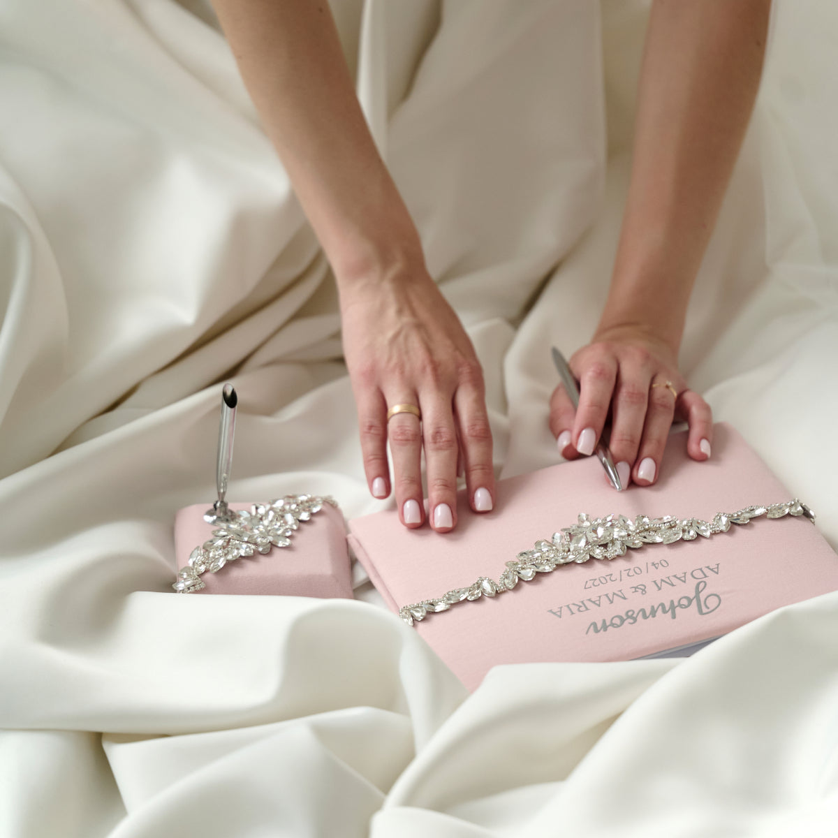 Rosa Blush Happiness Hochzeitsset 17-teilig Personalisiert