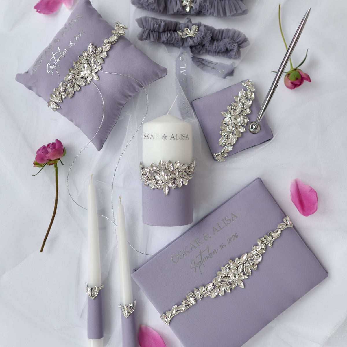 Guest book and pen Purple Dream wedding