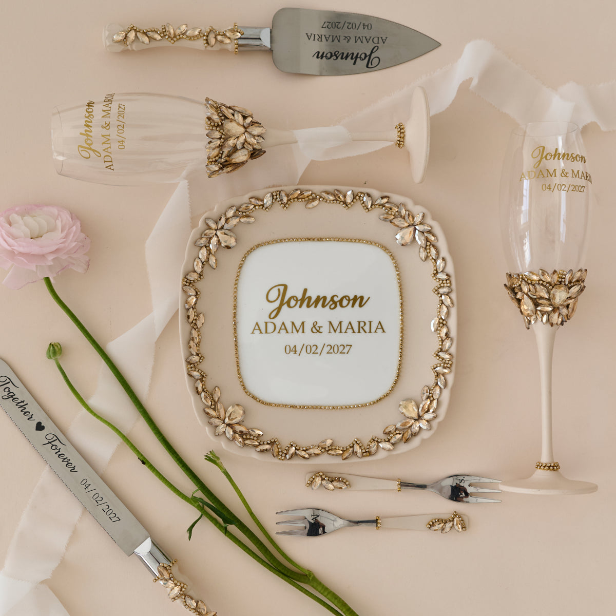 Hochzeitsflöten Paar Eternity Wedding Personalisiert