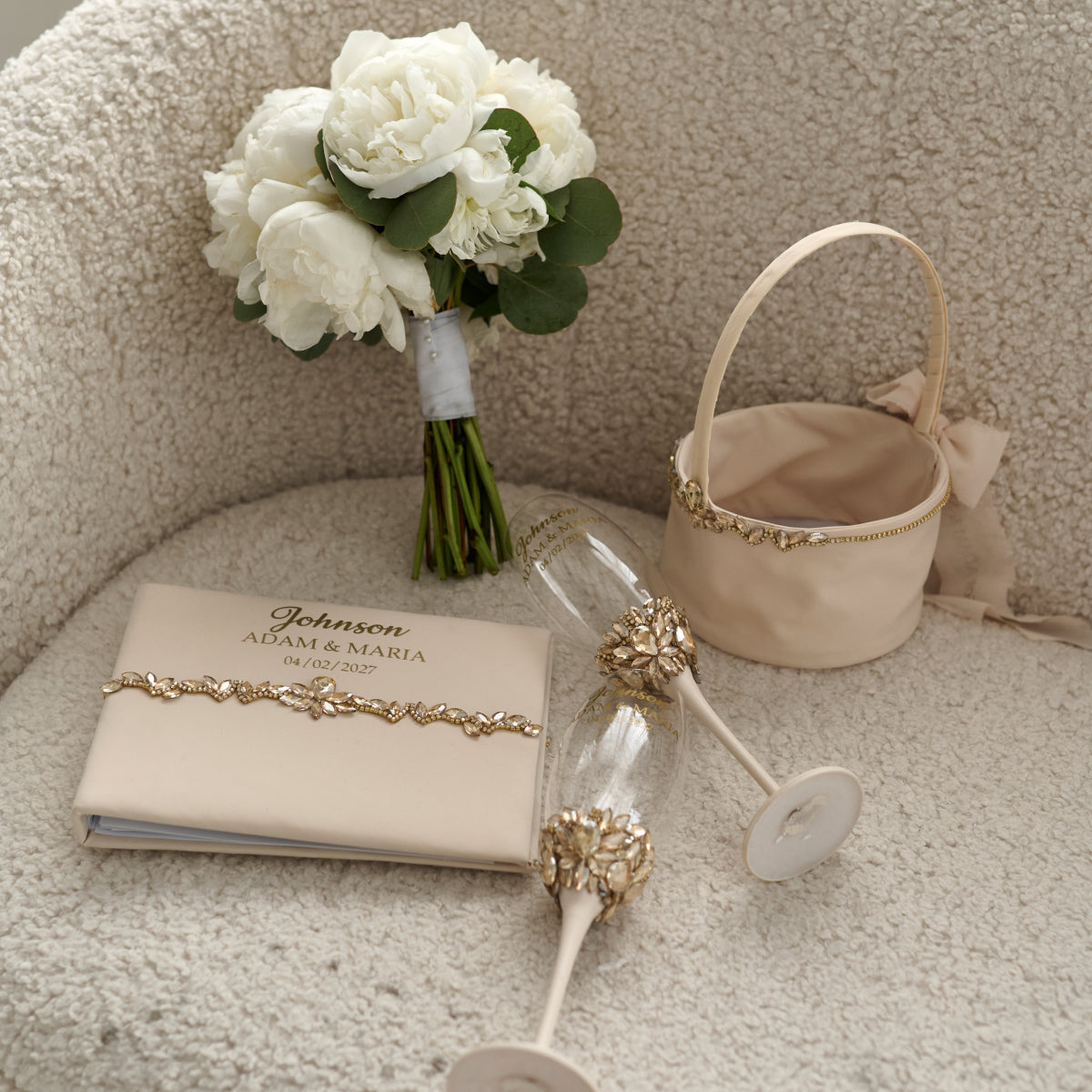 Guest book and pen Eternity Beige wedding