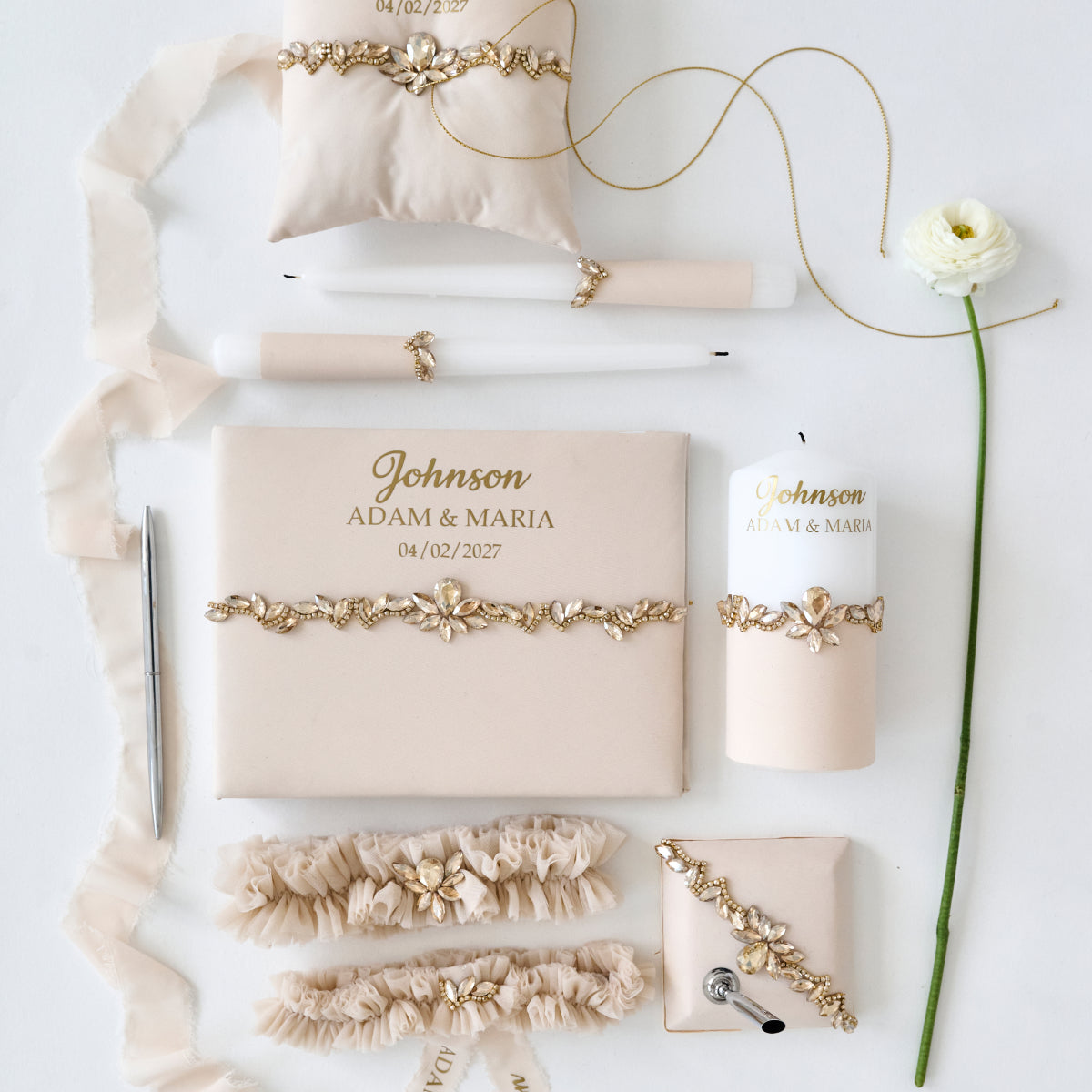Brautstrumpfband 2er Set Eternity Wedding, Personalisiert