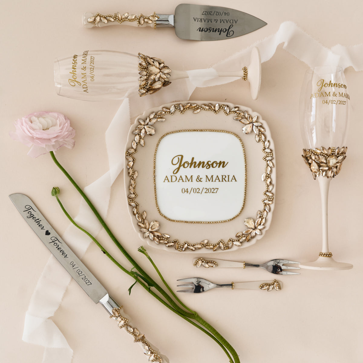 Wedding plate Eternity Beige Personalized