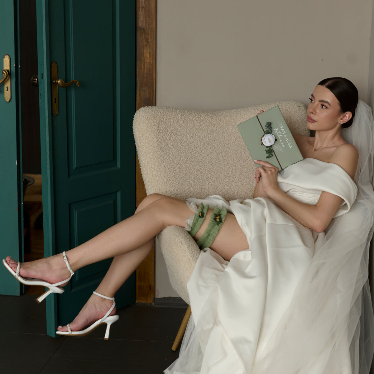 Guest book Sage green Forest wedding, Personalized