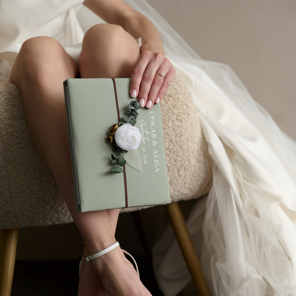 Guest book Sage green Forest wedding, Personalized