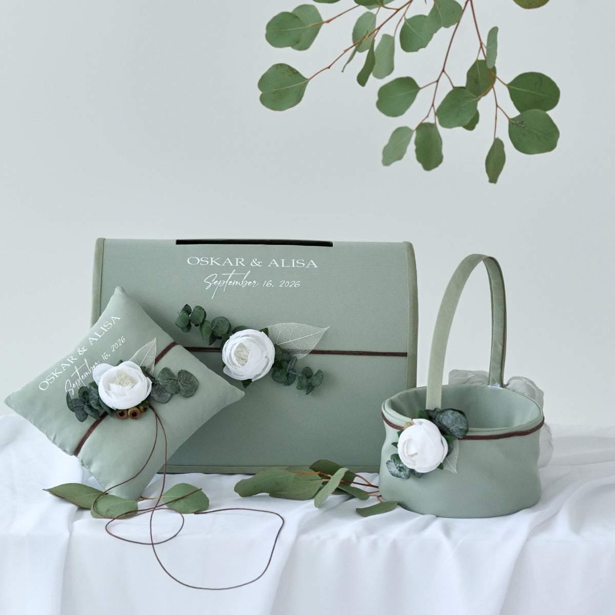 Kartenbox zur Hochzeit Salbeigrün Waldhochzeit