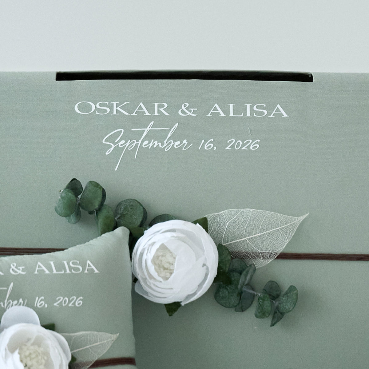 Kartenbox zur Hochzeit Salbeigrün Waldhochzeit