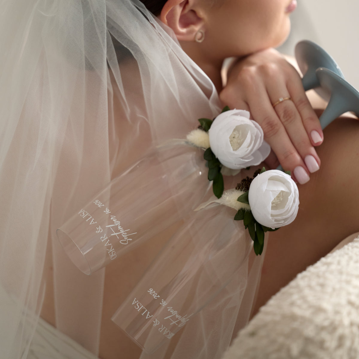 Sektgläser 2er Set Dusty blue Sanfte Hochzeit