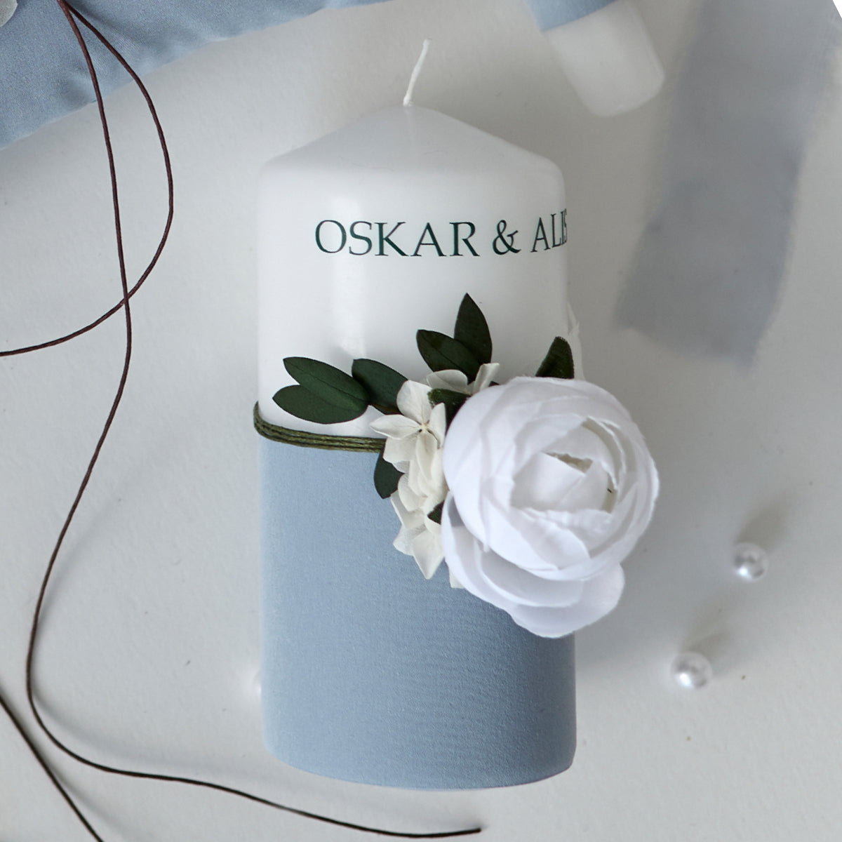 Unity candle Set of 3 Dusty blue Gentle wedding