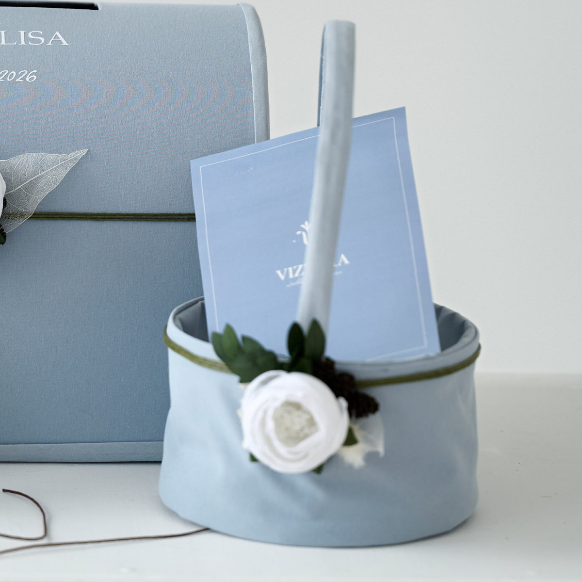 Blumenmädchenkorb Dusty Blue Gentle Wedding