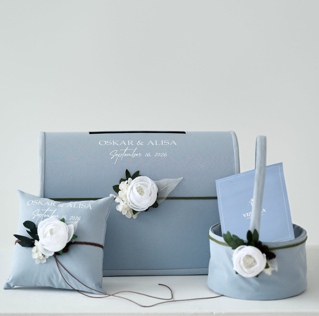 Blumenmädchenkorb Dusty Blue Gentle Wedding