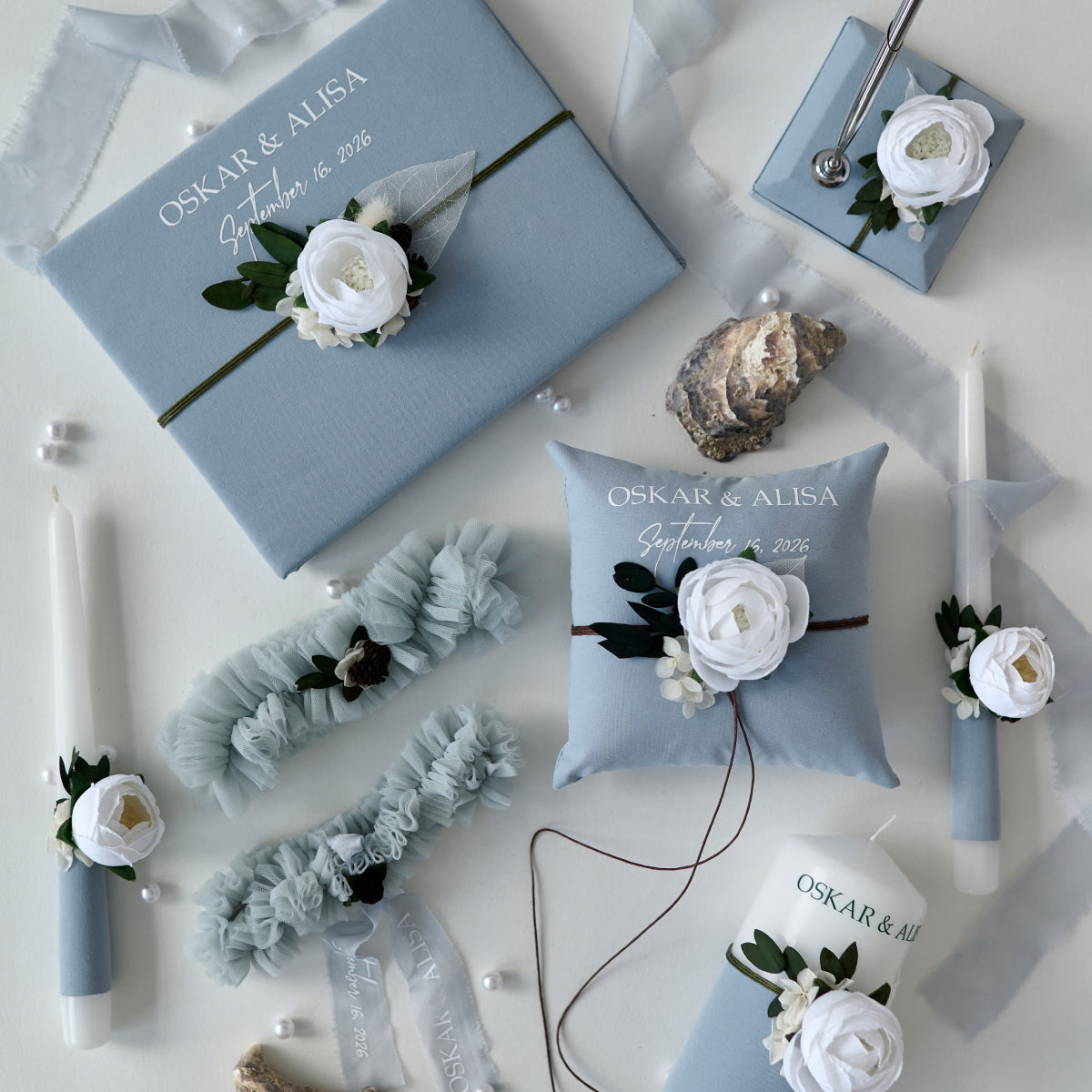 Ringkissen Gentle Blue Hochzeit, Personalisiert