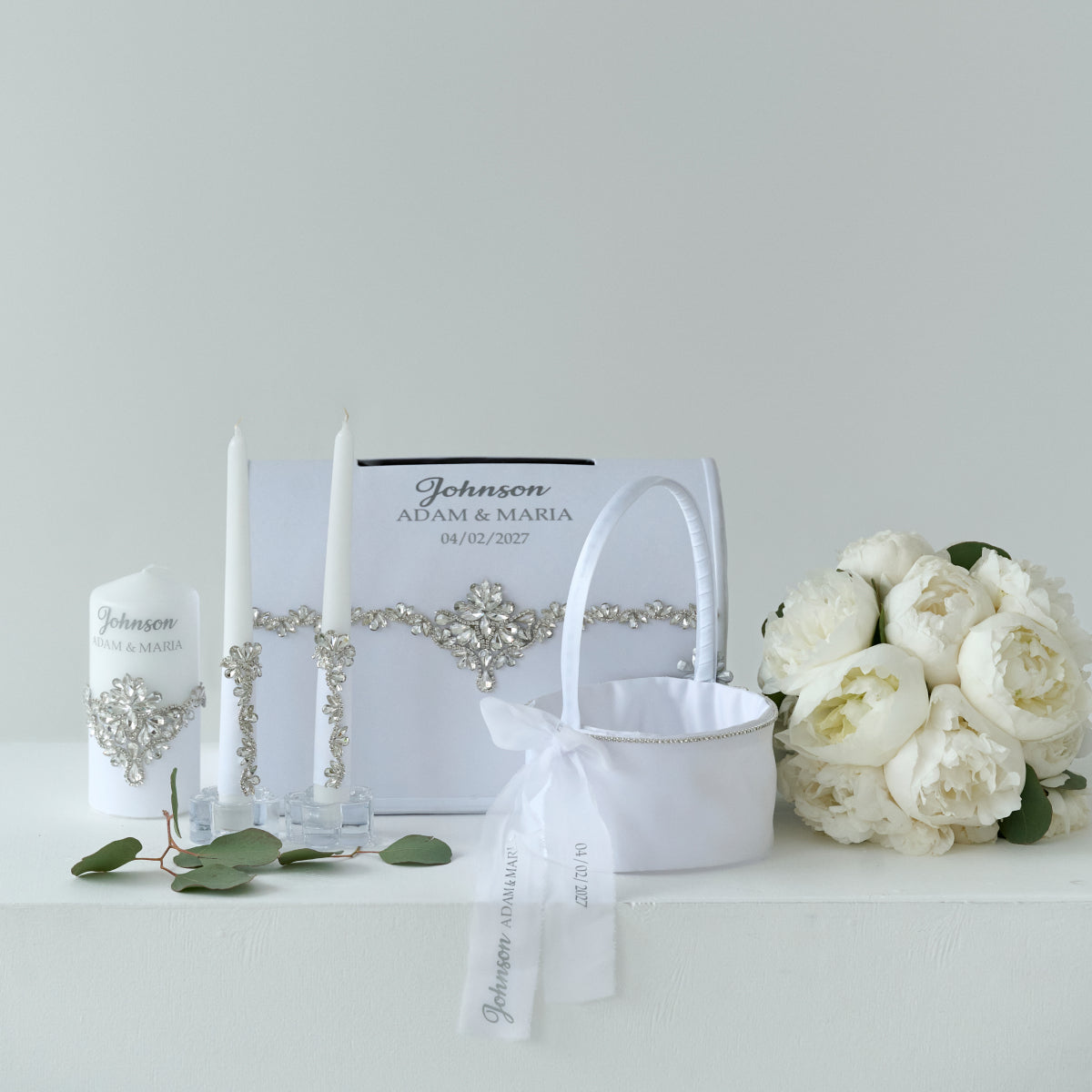 Hochzeitskerzenset Weiß Ideal Personalisiert