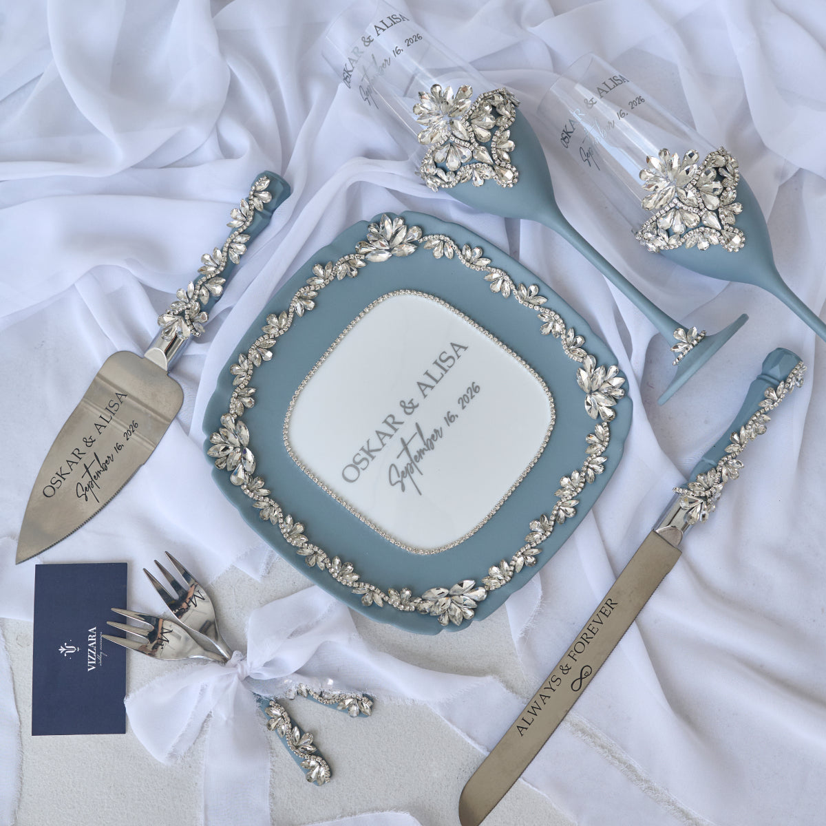 Hochzeitsflöten 2er Set Blue Infinity Hochzeit