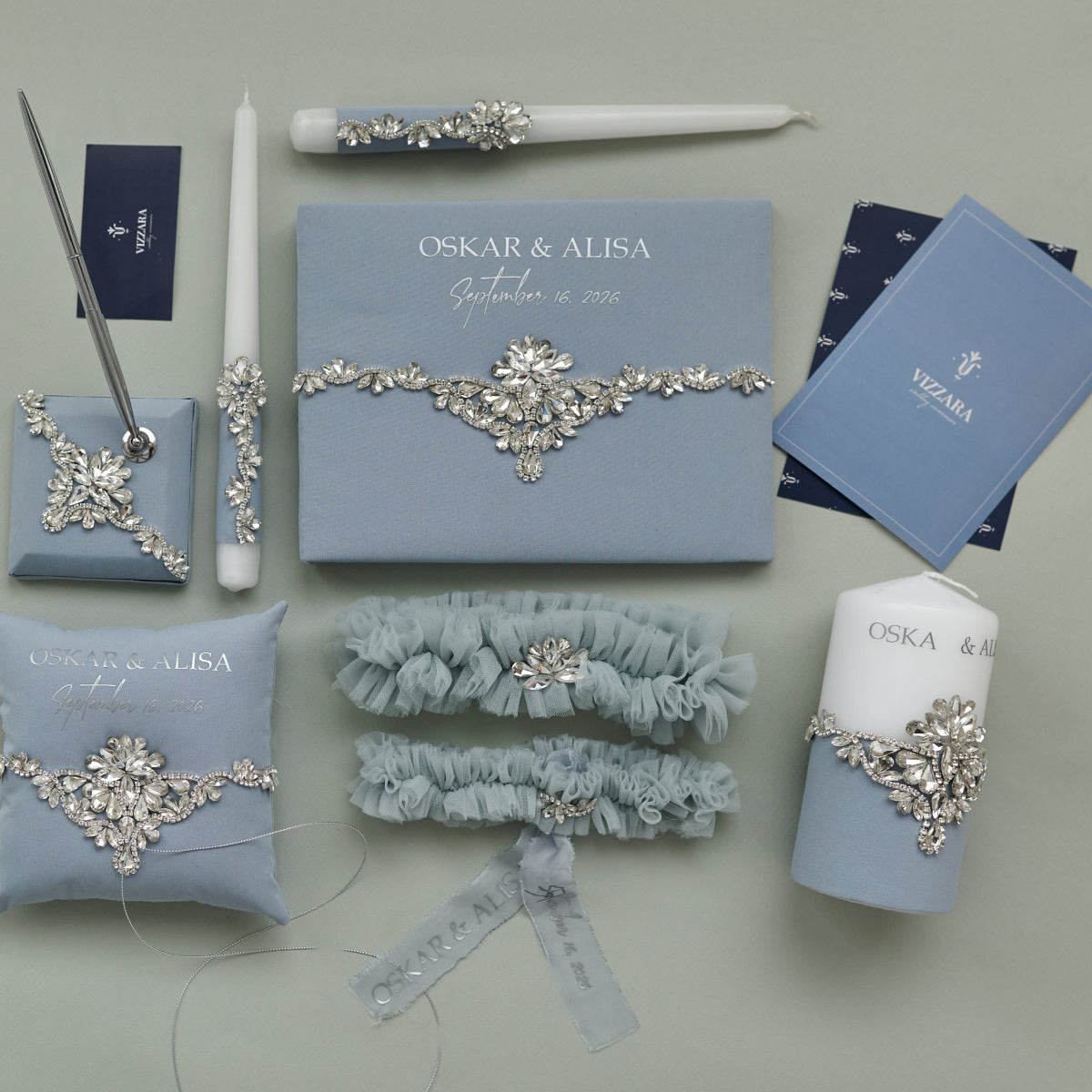Ringkissen Dusty blue Infinity Hochzeit, Personalisiert