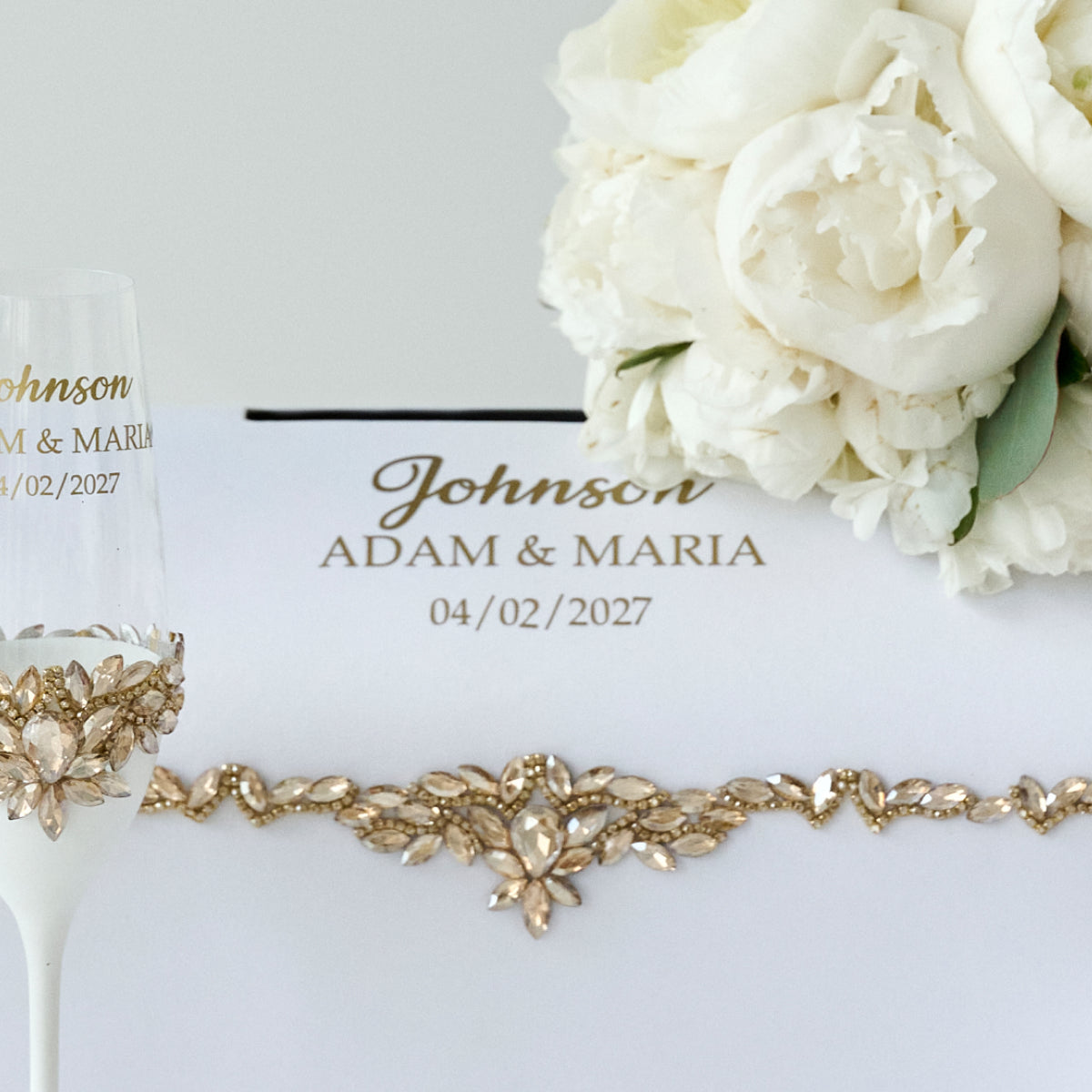 Kartenbox Paradise Weiß und Gold Hochzeit