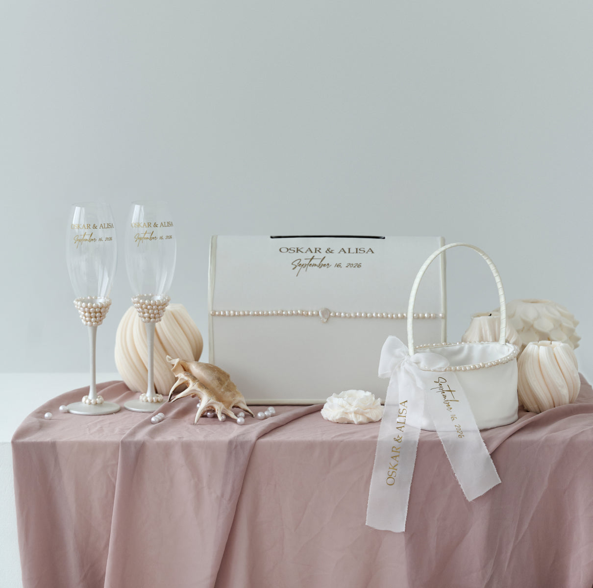 Flower basket White Pearl wedding