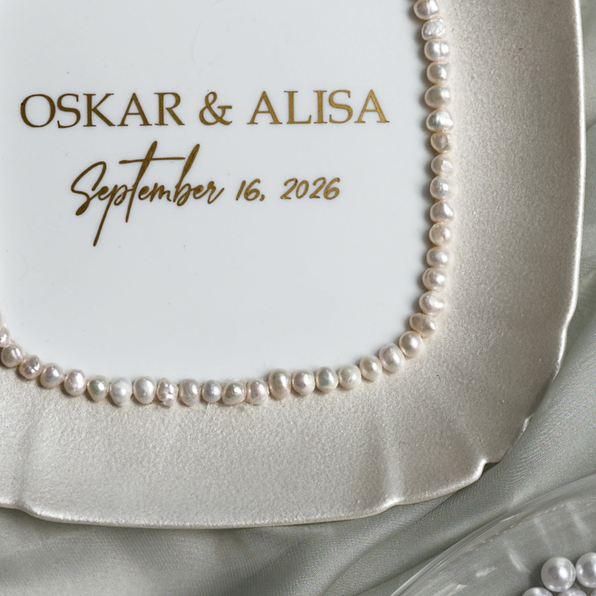 Hochzeitsteller Weiß Perle Hochzeit Personalisiert