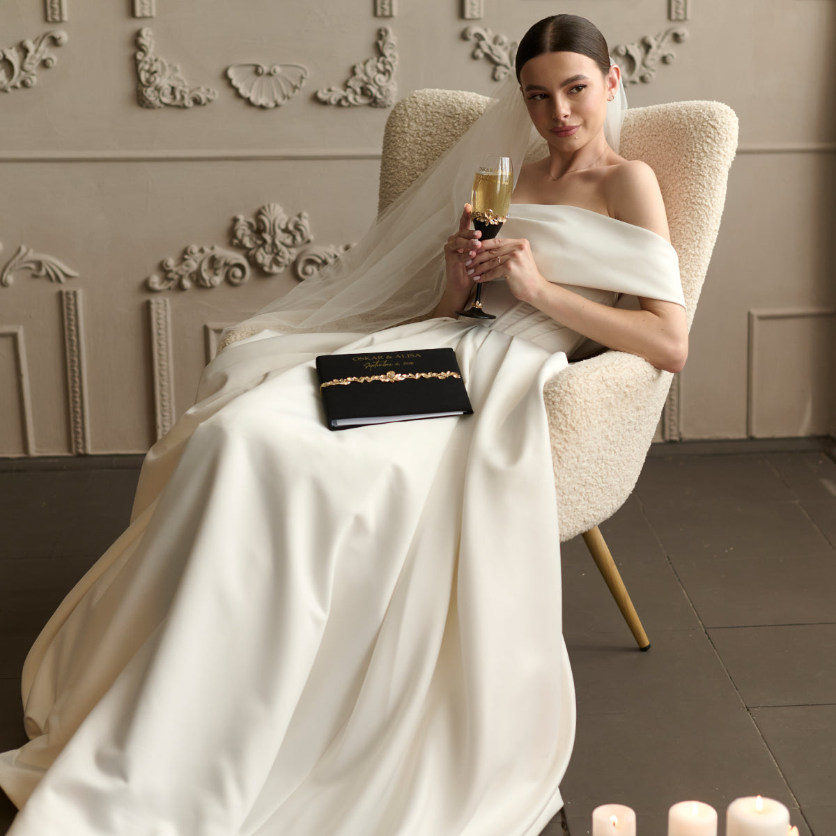 Wedding guest book and pen Sacrament Black
