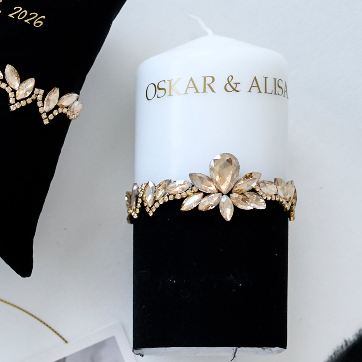 Hochzeitskerze 3er Set Schwarz Sakrament Personalisiert