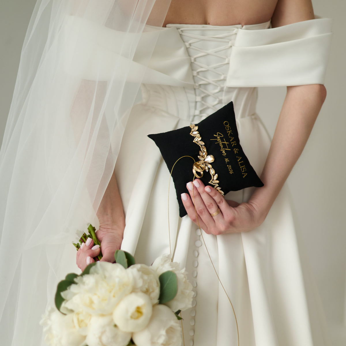 Ringkissen Schwarz Sakrament Hochzeit, Personalisiert