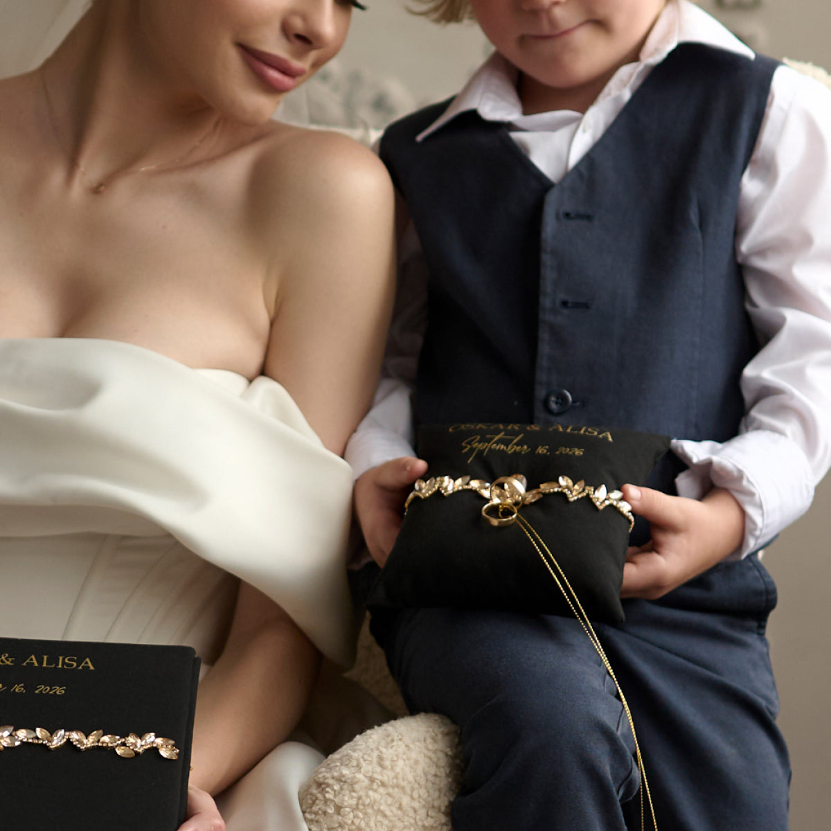 Ringkissen Schwarz Sakrament Hochzeit, Personalisiert