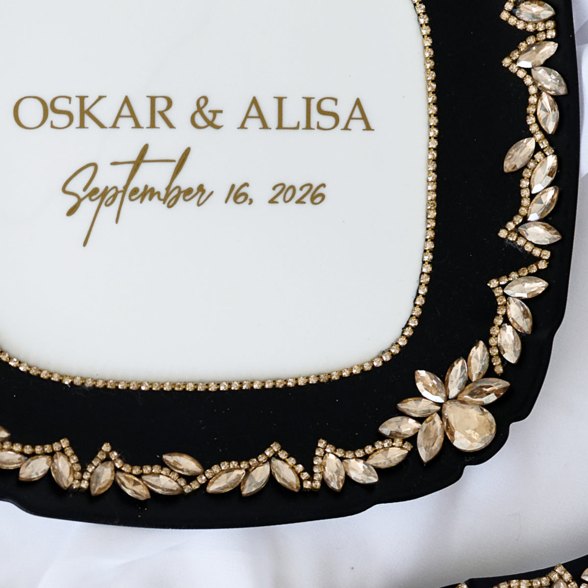 Hochzeitsteller Schwarz Sakrament Personalisiert