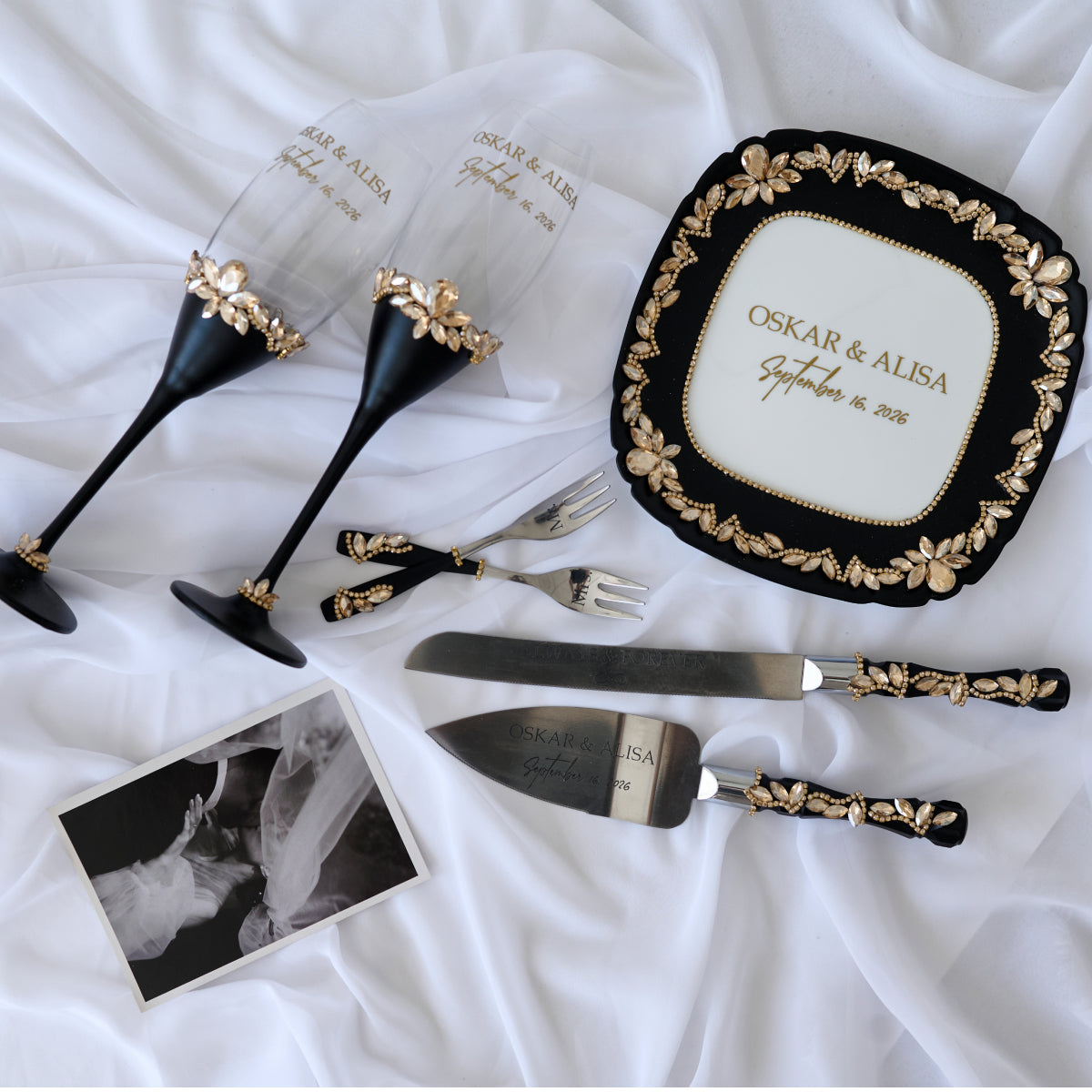 Tortenheber Set Schwarz Sakrament Hochzeit Personalisiert
