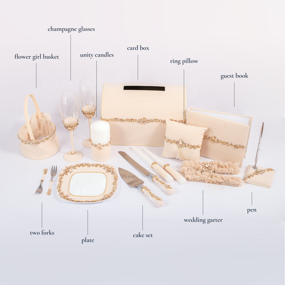 Beige Eternity wedding set of 17 pcs Personalized